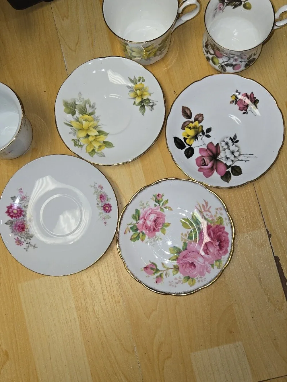 Vintage Fine Bone China Floral Teacup and Saucer Set